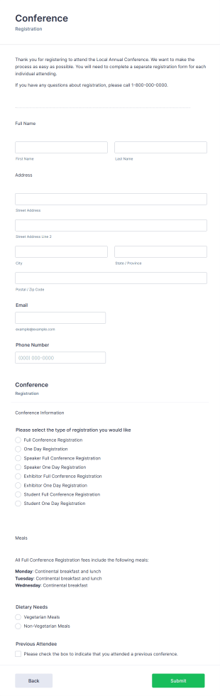 Conference Registration Form Template