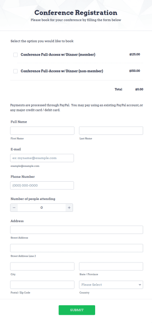 Conference Registration Form Template