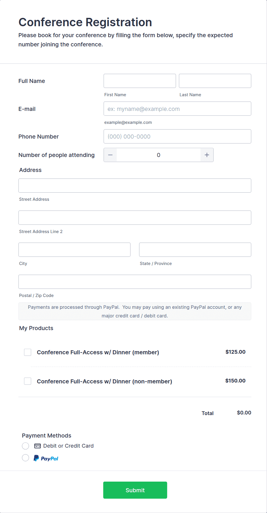 Conference Registration Form with Payment Form Template | Jotform