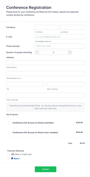 Conference Registration Form With Payment