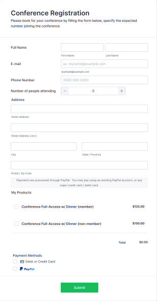 Conference Registration Form With Payment