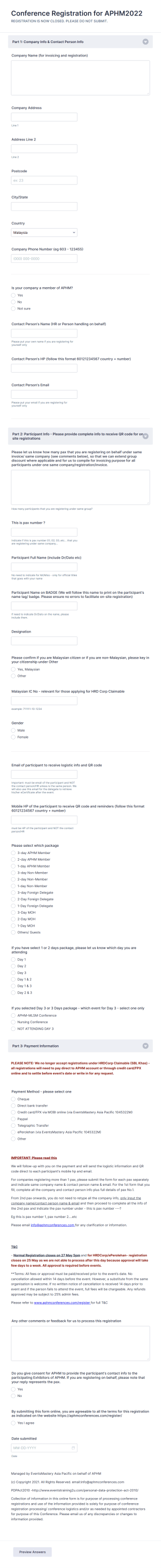Corporate Group Conference Registration Form Template