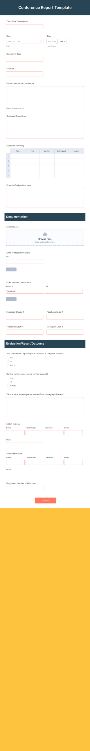 Conference Report Template Form Template
