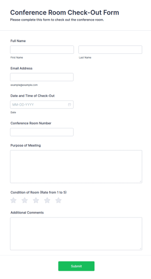 Conference Room Check Out Form Template