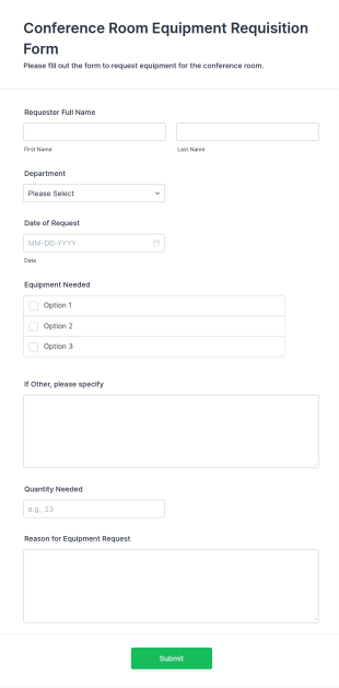 Conference Room Equipment Requisition Form Template