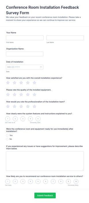 Conference Room Installation Feedback Form Template