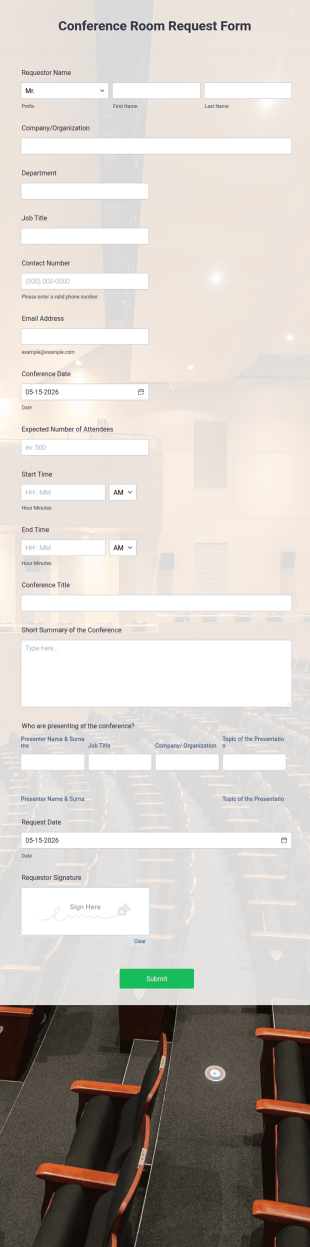 Conference Room Request Form Template