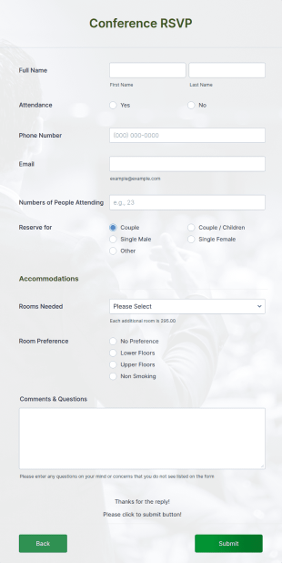 Conference RSVP Form Template