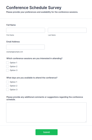 Conference Schedule Survey Form Template