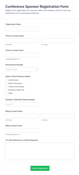 Conference Sponsor Registration Form Template