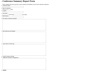 Conference Summary Report Form Template