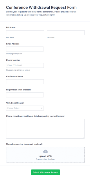Conference Withdrawal Request Form Template