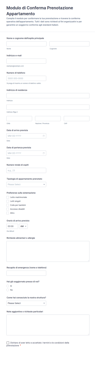 Conferma Prenotazione Appartamento
