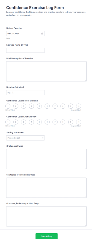 Confidence Exercise Log Form Template