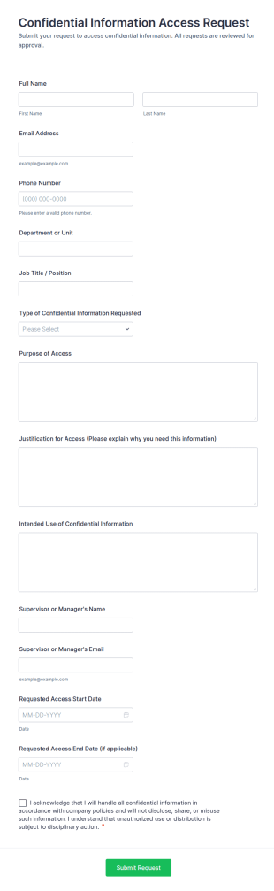 Confidential Information Access Request Form Template