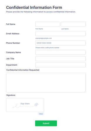 Confidential Information Form Template
