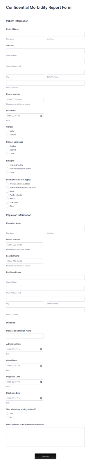 Confidential Morbidity Report Form Template