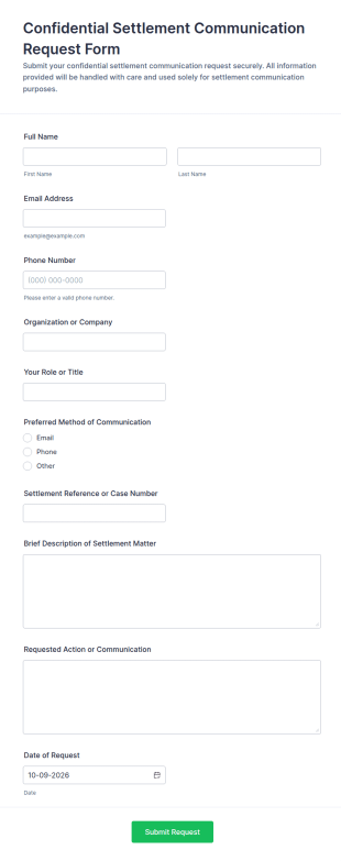 Confidential Settlement Communication Request Form Template