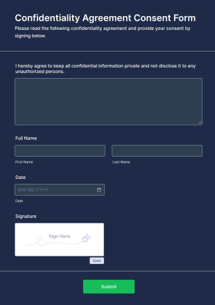 Confidentiality Agreement Consent Form Template