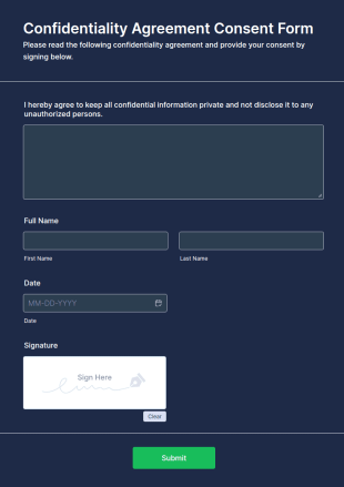 Confidentiality Agreement Consent Form Template