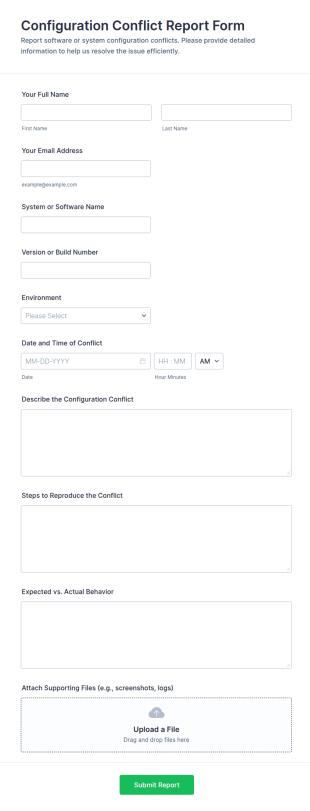 Configuration Conflict Report Form Template