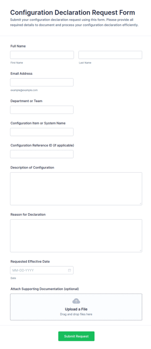 Configuration Declaration Request Form Template