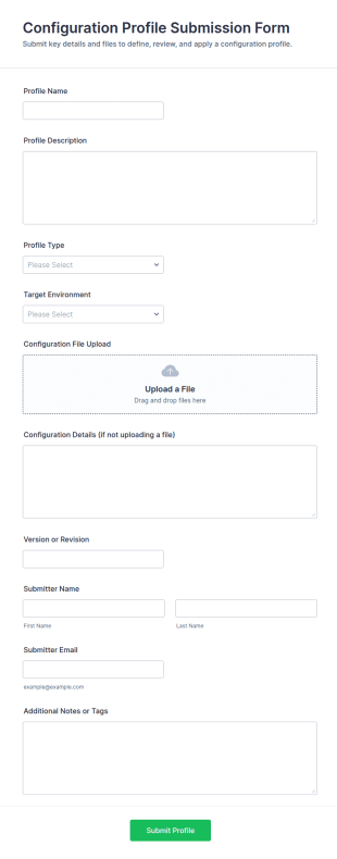 Configuration Profile Submission Form Template
