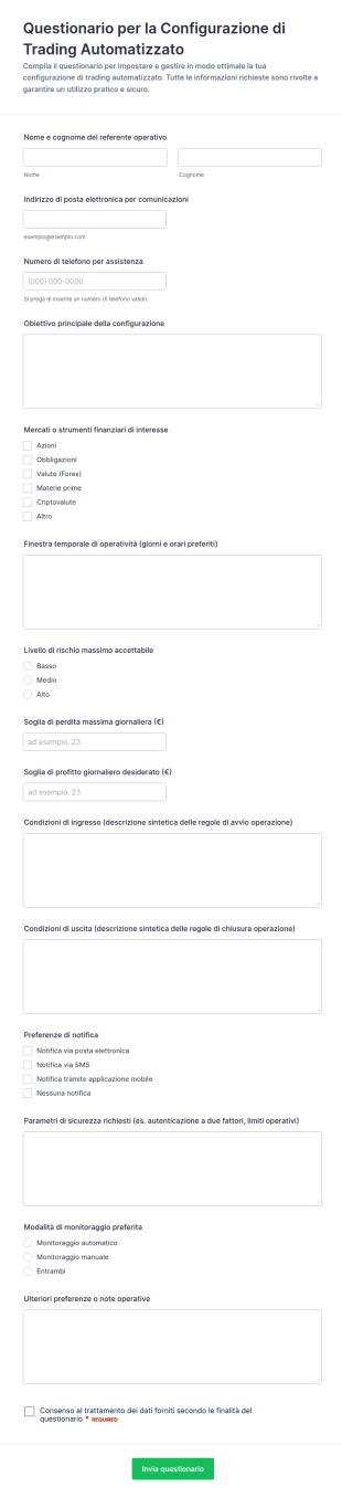 Configurazione Automazione Di Trading Form