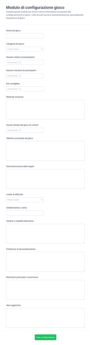 Configurazione Del Gioco Form