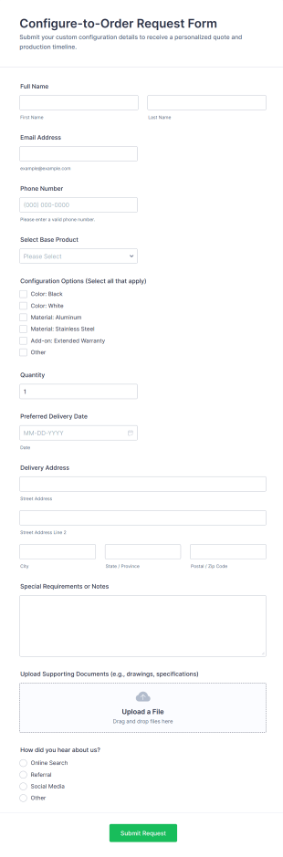 Configure To Order Request Form Template