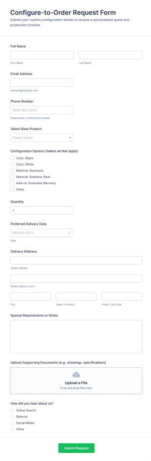 Configure To Order Request Form Template