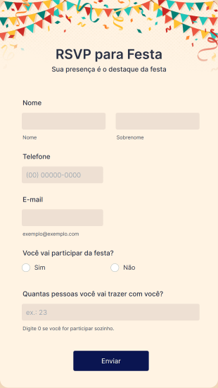 Confirmação De Presença Para Festas Form Template