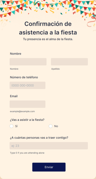 Confirmación De Asistencia A La Fiesta Form Template