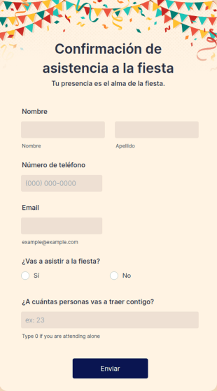 Confirmación De Asistencia A La Fiesta
