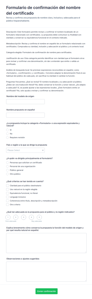 Confirmación De Nombre De Certificado
