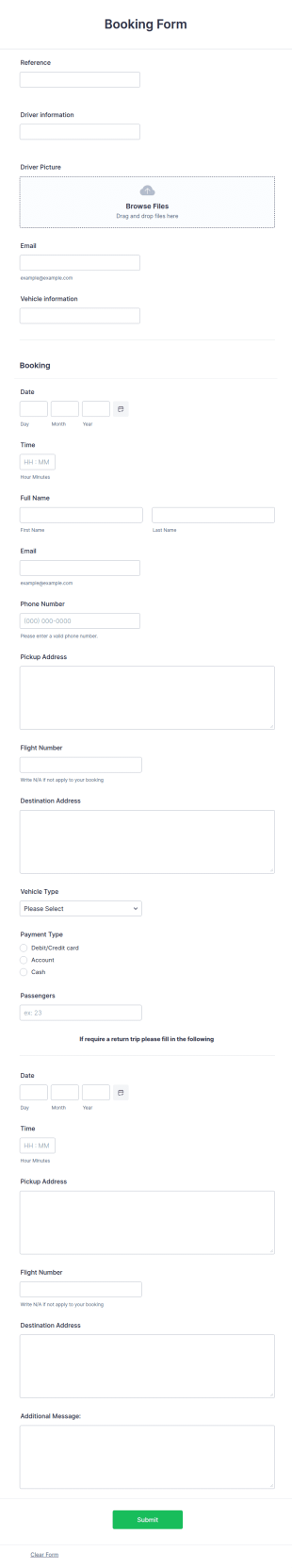 Confirmation Of Booking Form Template