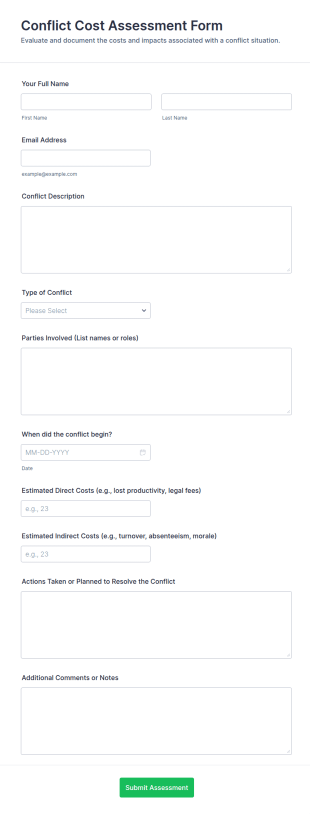 Conflict Cost Assessment Form Template