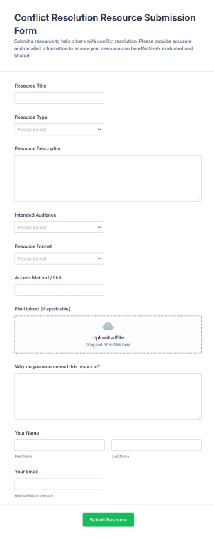 Conflict Resolution Resource Submission Form Template