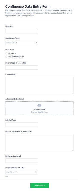 Confluence Data Entry Form Template