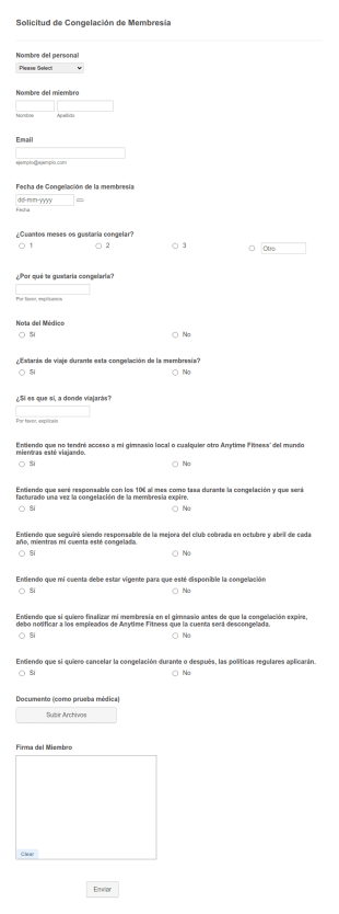 Congelación De Membresía Del Gimnasio