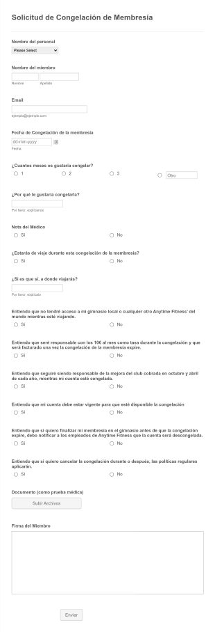 Congelación De Membresía Del Gimnasio