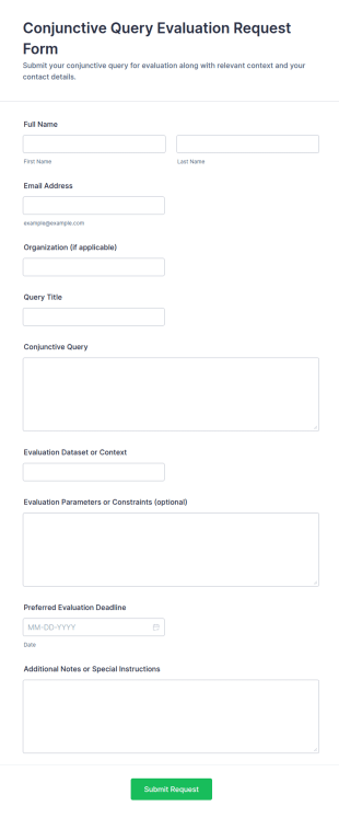 Conjunctive Query Evaluation Request Form Template