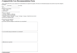 Conjunctivitis Care Recommendation Form Template