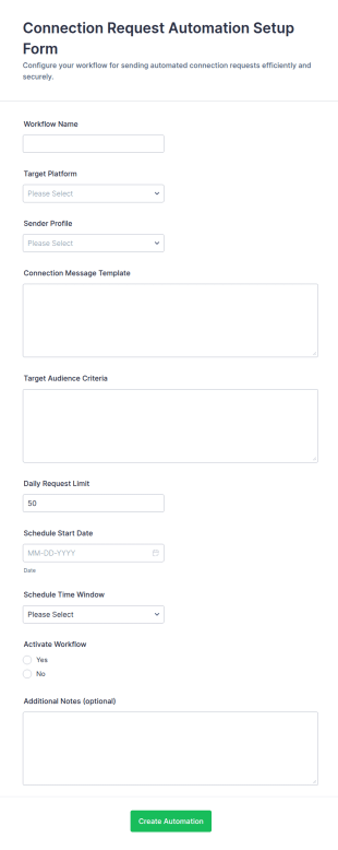Connection Request Automation Setup Form Template