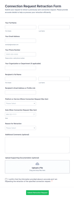 Connection Request Retraction Form Template