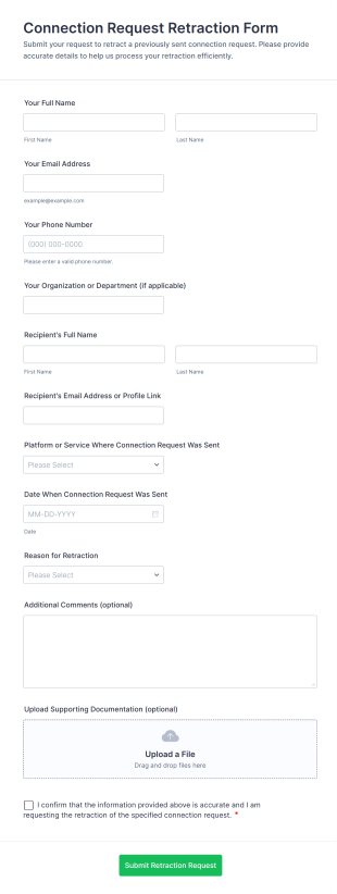 Connection Request Retraction Form Template
