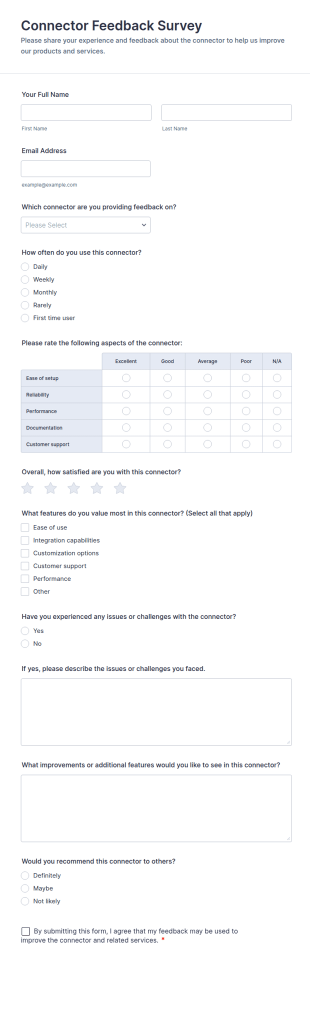Connector Feedback Survey Form Template