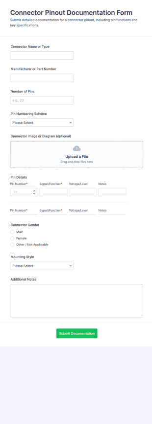 Connector Pinout Documentation Form Template