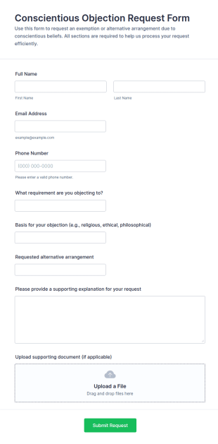Conscientious Objection Request Form Template