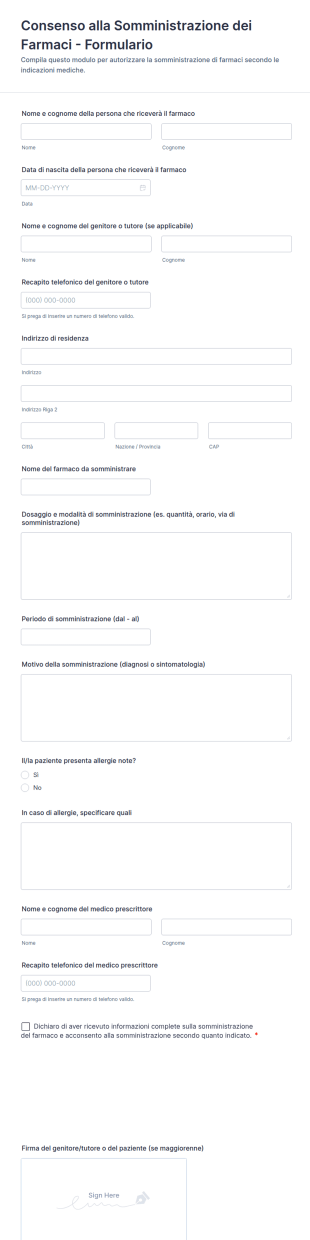 Consenso Alla Somministrazione Dei Farmaci Formulario